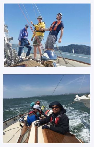 Veterans connecting on wooden boats during Wooden Boats for Veterans sailing program.
