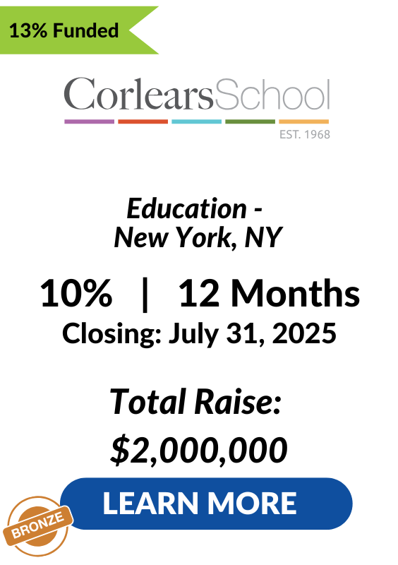 Corlears School Investment Tombstone July 31 2025 13 percent