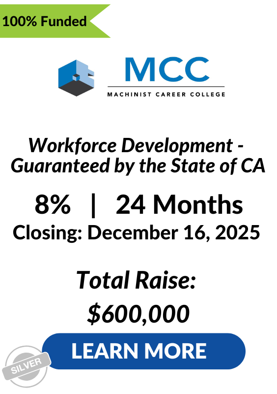 Machinist Career College LENDonate Investment Tombstone 100% Funded