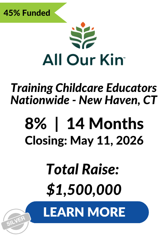 All Our Kin - LENDonate Investment Tombstone - Closing May 11 2026 - 45 percent funded